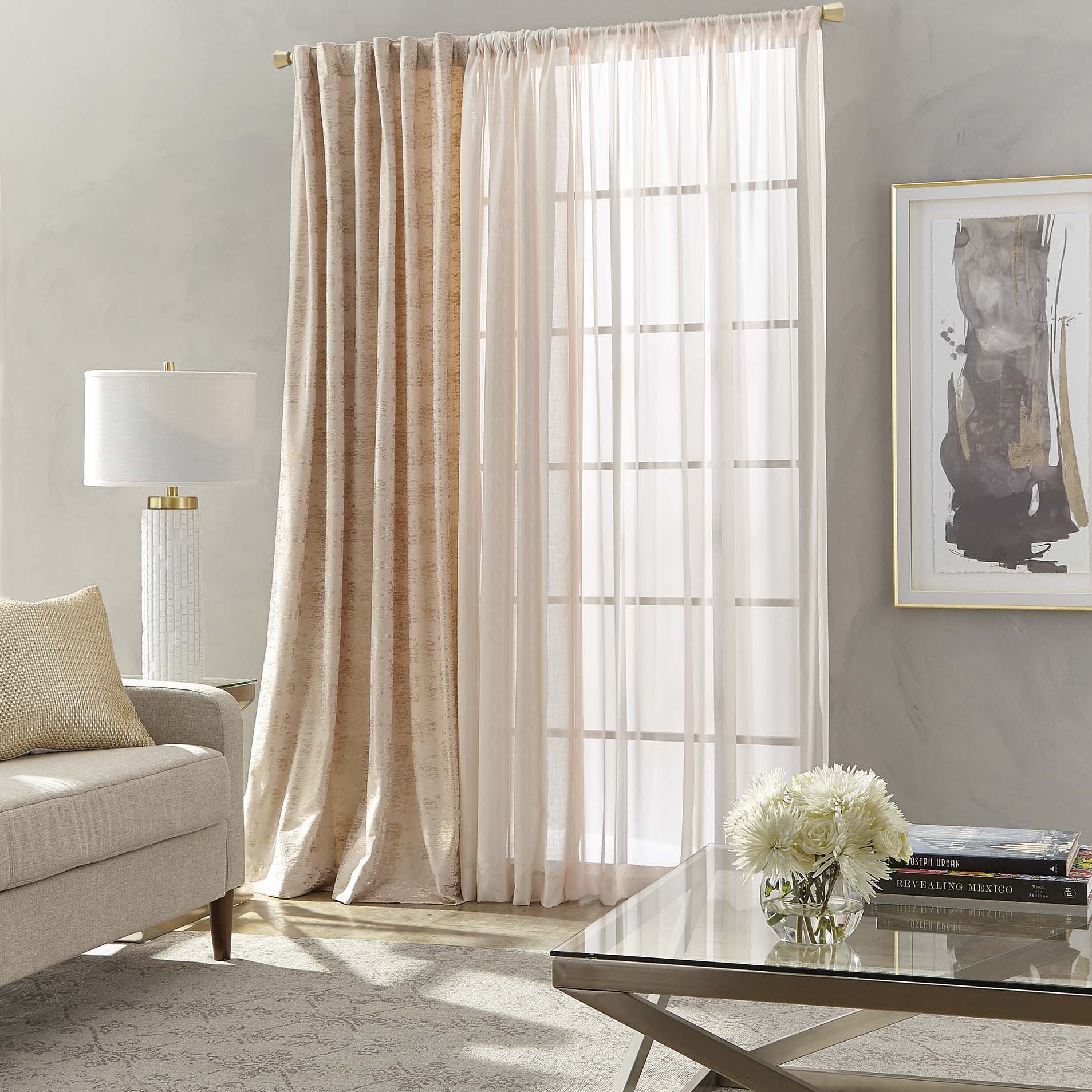 blush curtains in elegant room